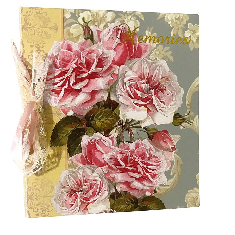 🌸 Vintage Floral Photo Album Memory Book – Victorian Roses Design, Lace Ribbon - Picture 2 of 12